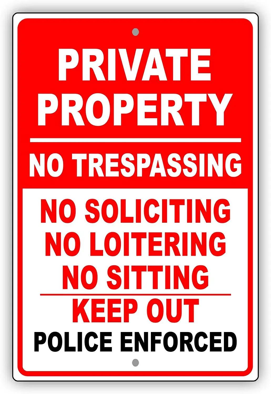 

Afterprints Private Property No Trespassing No Soliciting Keep Out Unique Novelty Alert Warning Notice Aluminum Metal Sign 8"x12