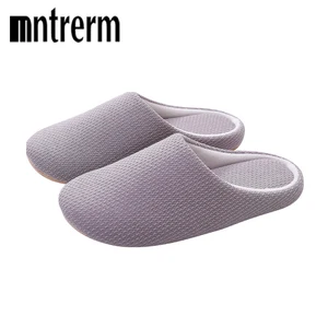 Mntrermзимние мужские домашние тапочки ярких цветов для спальни; Теплая хлопковая обувь с мягкой подошвой; Обувь на плоской подошве для взрослых гостей