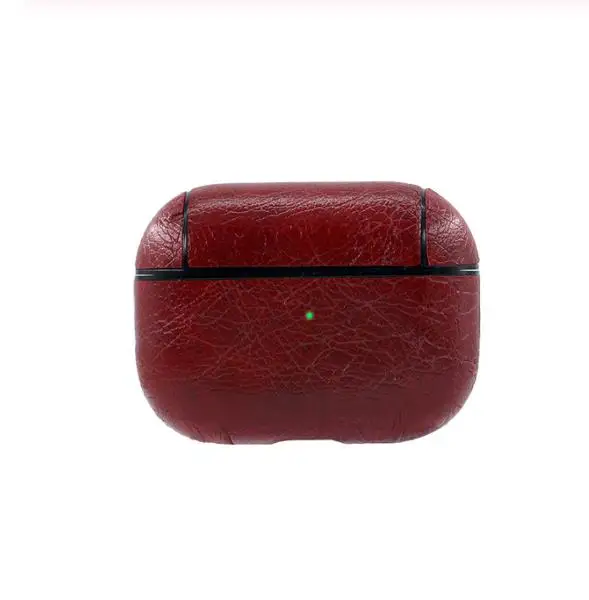 red Кожаный чехол для наушников для Airpods Pro чехол Модный чехол для Apple Air Pods Pro 3 Наушники Earpods крючок для наушников-вкладышей зарядная коробка - Цвет: red