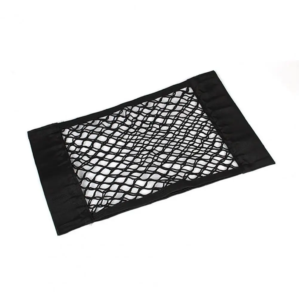 

Rear Trunk Net 37cm x 25cm Elastic Storage Bag Pocket Double-layer Cargo Net with Fastener Tape for Car