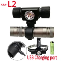 xm l2 led head lamp front bike lamp bicycle light 4 modes flashlight usb rechargerable head light cycling riding lamps 18650