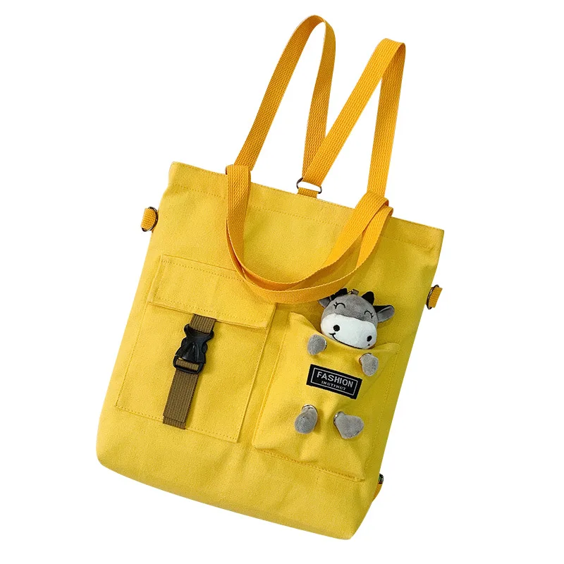 

2021 Large Capacity Women Shopping Bag Canvas Bag girl student shoulder bag Cute bear cartoon bag