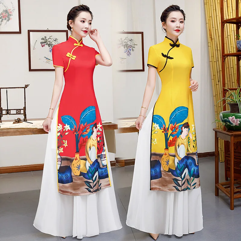 

Gorgeous New Chinese Traditional Women Qipao Mandarin Collar Aodai Catwalk Dress Novelty Lady Cheongsam Plus Size 5XL