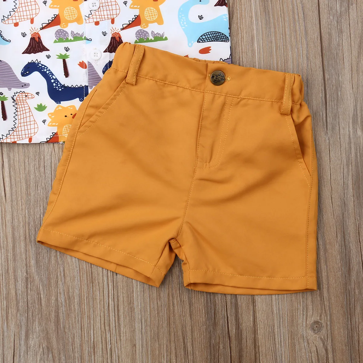 

Boys Clothes Cartoon Printed T-shirt Top+Solid Shorts Boys Outfits Kids Clothing For Boys Sets