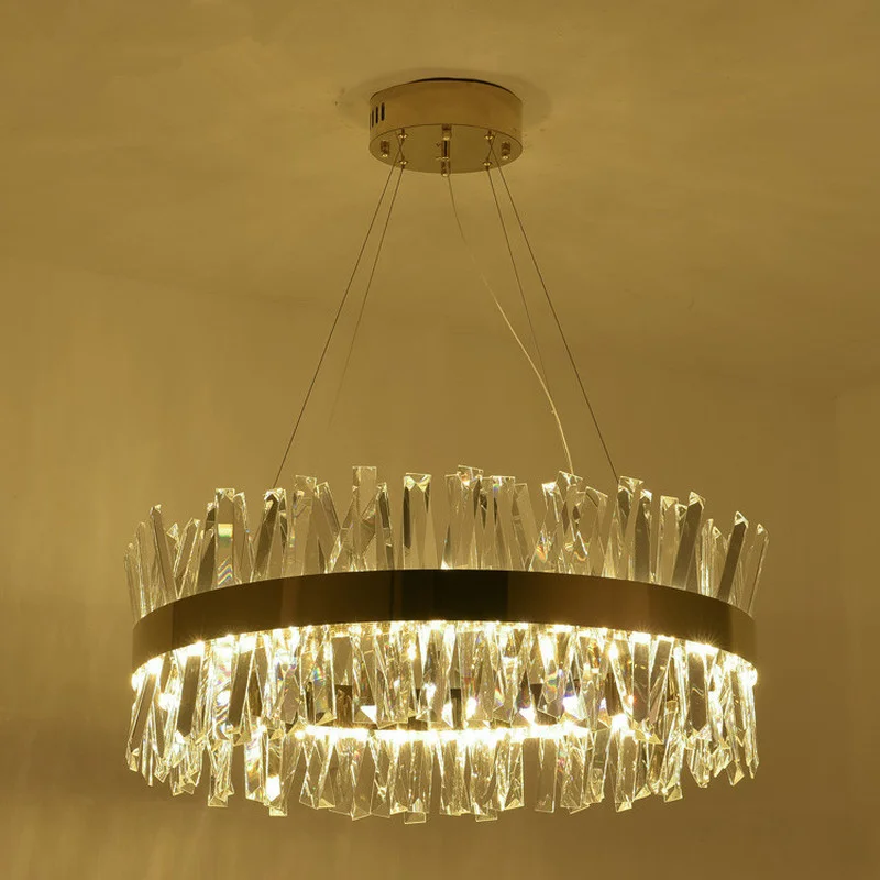 

New Modern Crystal Chrome Round Chandelier Lighting Gold Rectangle Chandeliers For Living Room Bedroom Kitchen Island Lustre