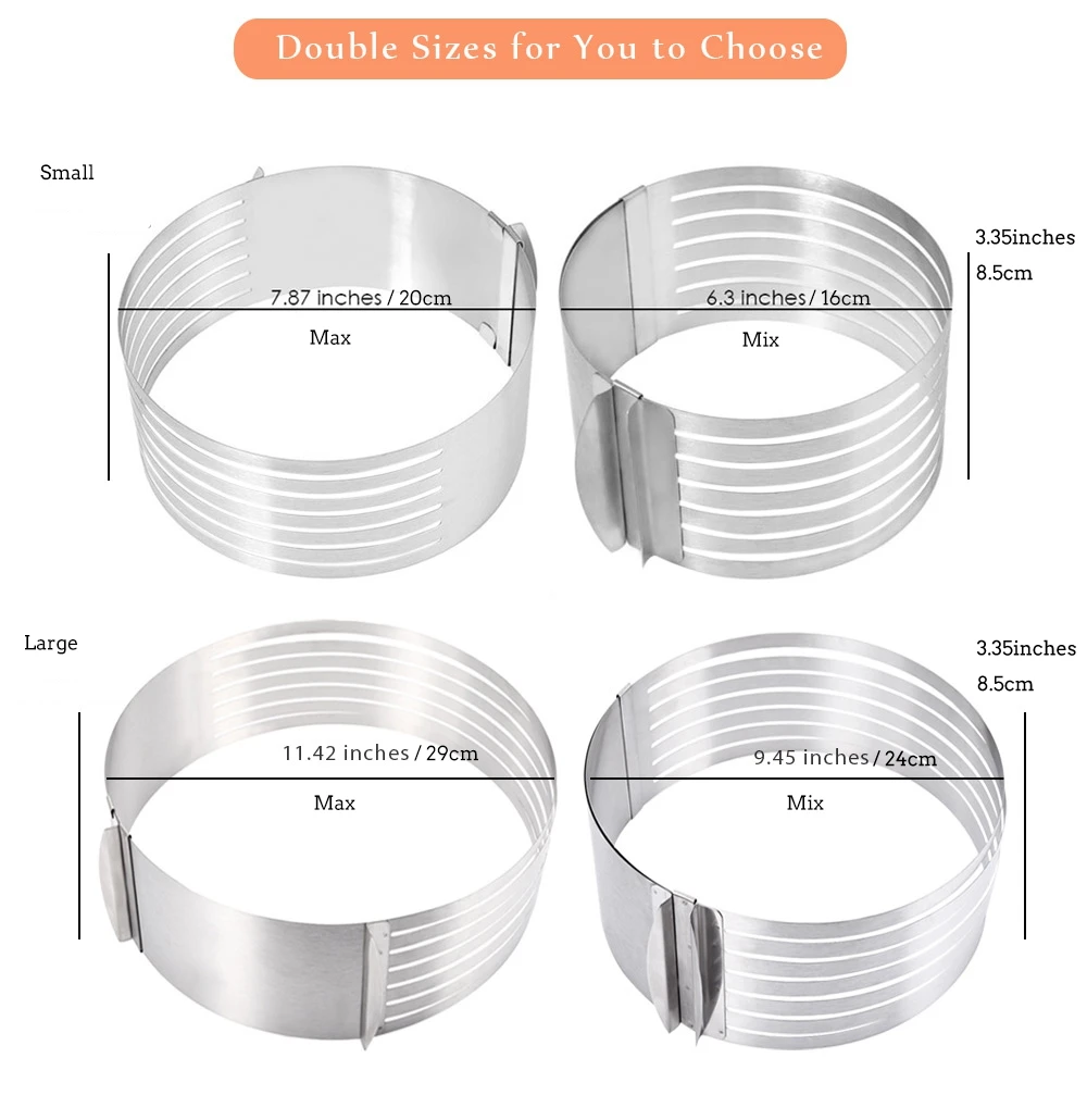 Слой торта слайсер Регулируемый выдвижной из нержавеющей стали Мусс плесень