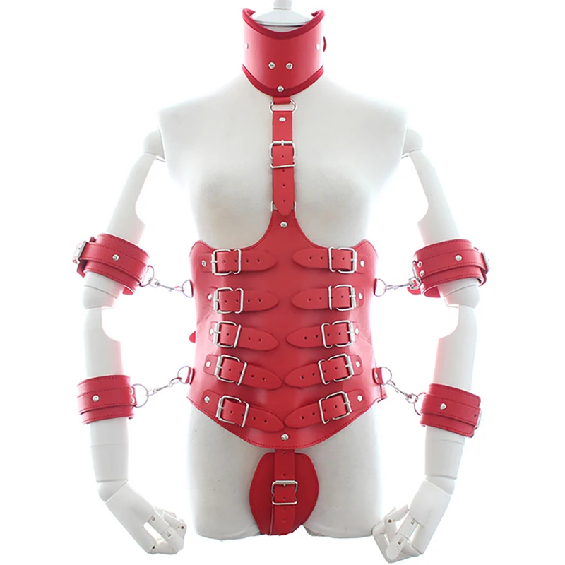 БДСМ игрушки для бондажа кожаный корсет бондаж тела смирительная рубашка с