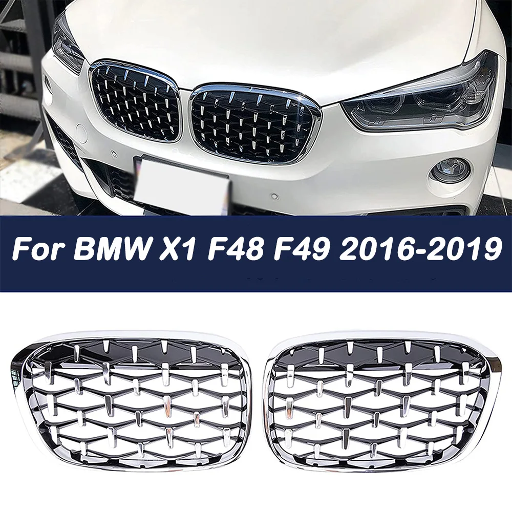 

1 пара Автомобильная Алмазная передняя решетка радиатора гоночный гриль для BMW X1 F48 F49 2016 2017 2018 2019 метеоритный стиль решетки автостайлинг детали