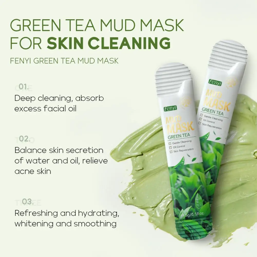 10PCS Green Tea Mud Mask Deep Cleansing Oil Control Moisturizing Facial Remove Blackheads Acne Smoothing Skin Beauty Care | Красота и