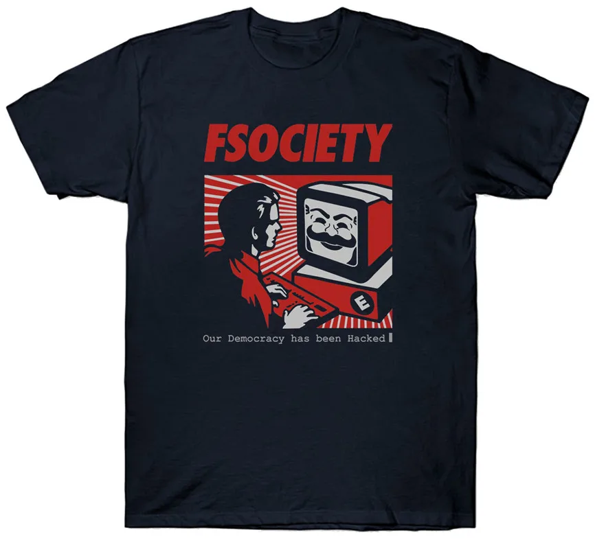 Футболка Fsociety наша демократия была взломана хакер Вендетта маска аноним Модный