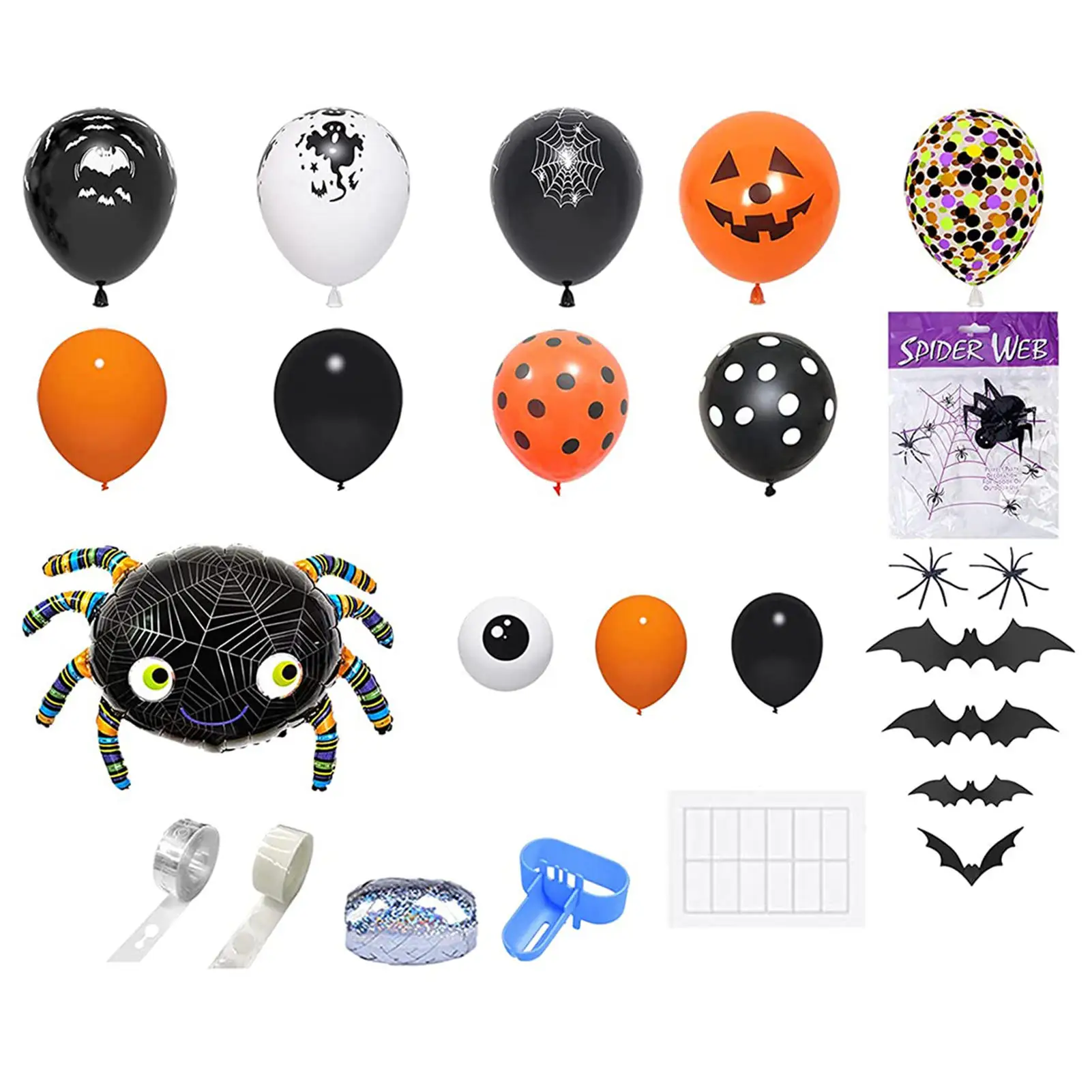 

125PCS Halloween Decoration Balloons Set Safe Party Supplies Easy To Assemble Suitable For Halloween Theme Party Practical