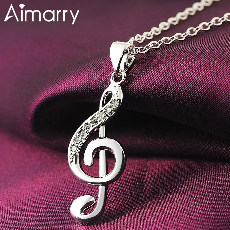 

Aimarry 925 Sterling Silver Music Symbol AAA Zircon Pendant Necklace For Women Charm Party Wedding Fashion Jewelry Gifts