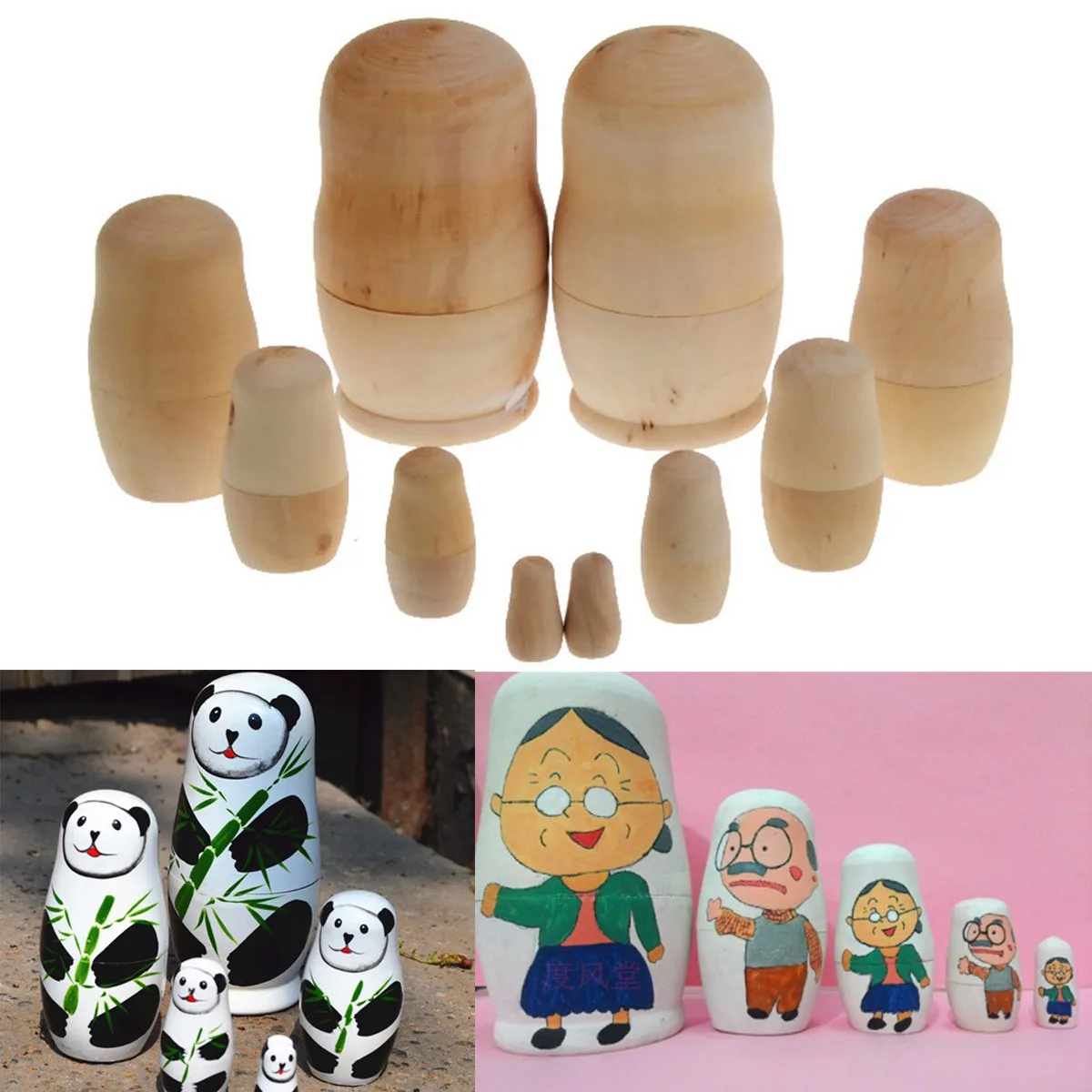 5 шт. неокрашенные DIY пустые деревянные эмбрионы русские матрешка куклы игрушка