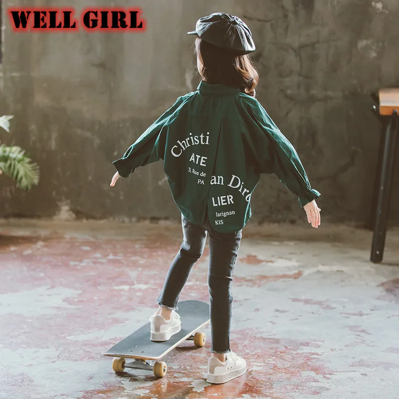 Нерегулярные с открытой спиной детская одежда длинными рукавами детские рубашки