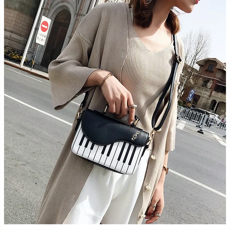 Сумка через плечо из искусственной кожи с рисунком пианино женская модная сумка