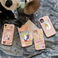 anime sailors moon phone case for iphone 11 12 13 pro max mini xs xr x 8 7 6s 6 plus pink candy colors funda
