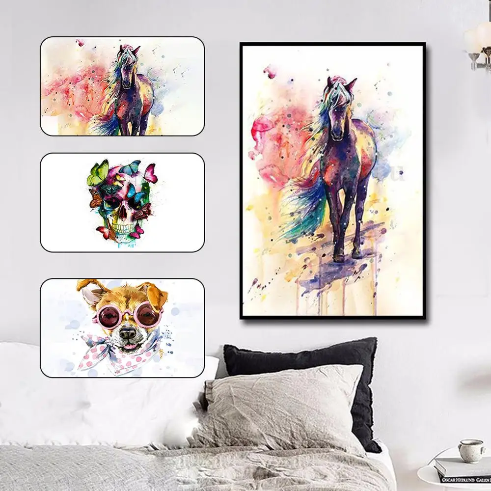 Алмазная живопись 5D с рисунком лошади/черепа/собаки Безрамная картина сделай сам