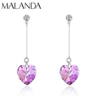 Женские серьги-подвески в виде сердца, с кристаллами Сваровски