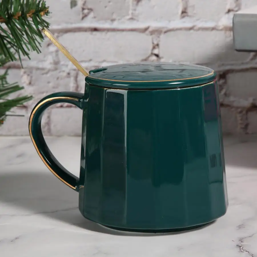 Милые керамические кружки для кофе чашки и блюдца домашнего офиса с крышкой