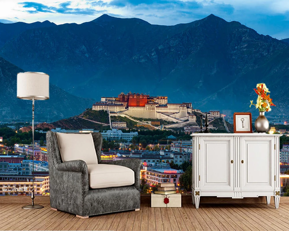 

Papel de pared Potala Palace Night View landscape 3d wallpaper mural,living room bedroom kitchen wall papers home decor