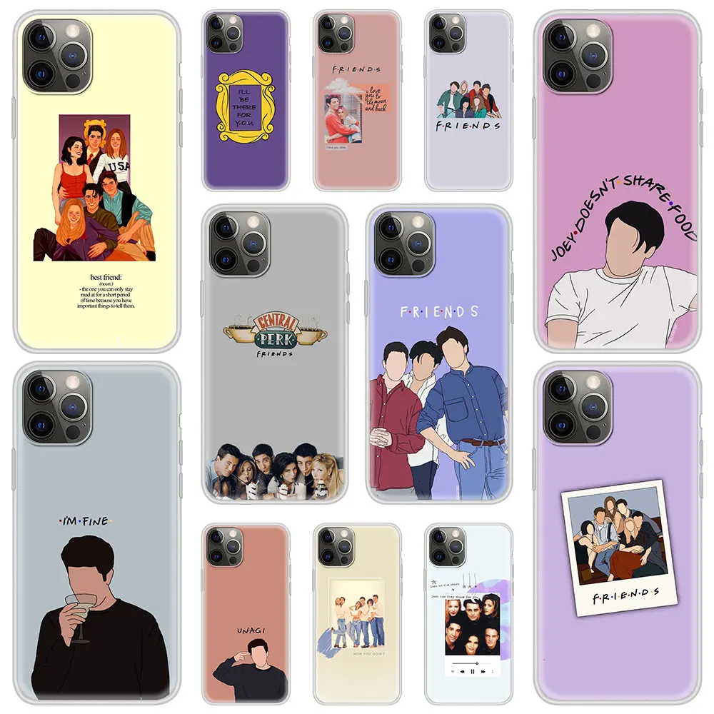 

Luxury Phone Case For iPhone 11 12 Pro Max X XS Max XR 7 8 6 6S Plus Cartoon Friends TV Soft Silicone Shockproof Cover Coque