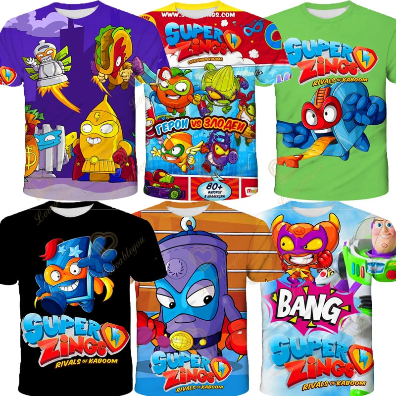 

2021 3D Cartoon Super Zings Baby Kids T Shirt Boy Girl Children Clothes Short Sleeve T Shirt Summer Clothing Superzing Print Tee