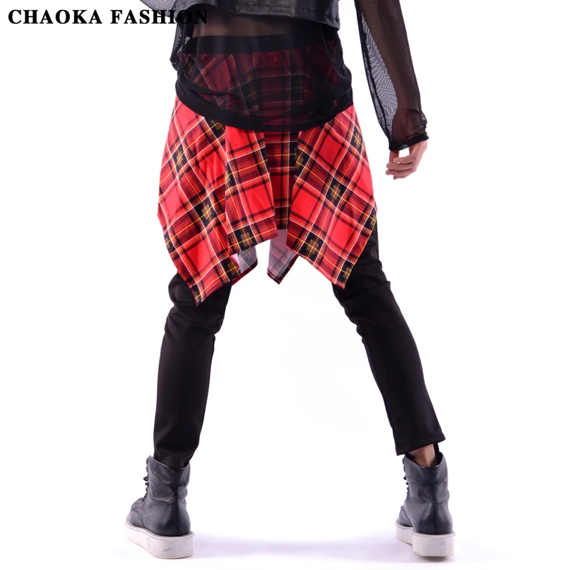 Юбка шотландская в стиле хип-хоп для мужчин и женщин | Мужская одежда