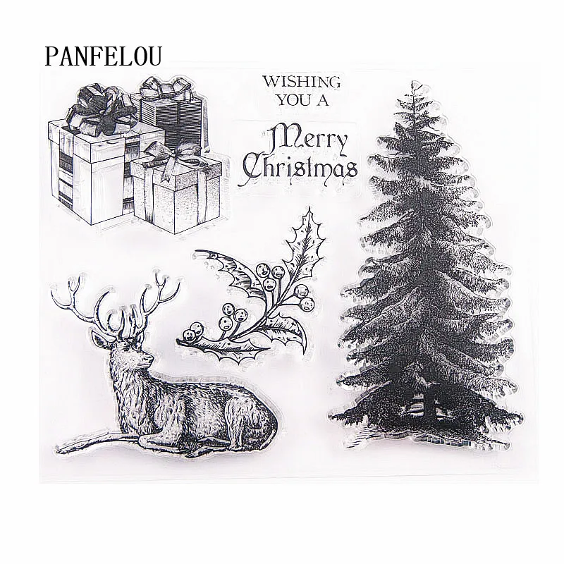 PANFELOU 12x10 5 снежное дерево олень прозрачный силиконовый штамп/печать DIY