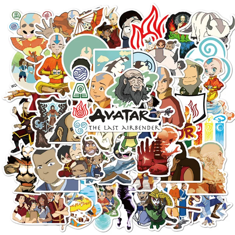 

50 pcs Last Airbender Graffiti Waterproof Skateboard Travel Suitcase Phone Laptop Luggage Stickers Cute Kids Girl Toys