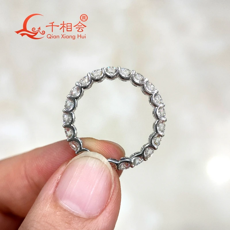 

3mm round shape white moissanite full of stone band ring 925 Sterling Silver Rings Jewelry Rings Engagement