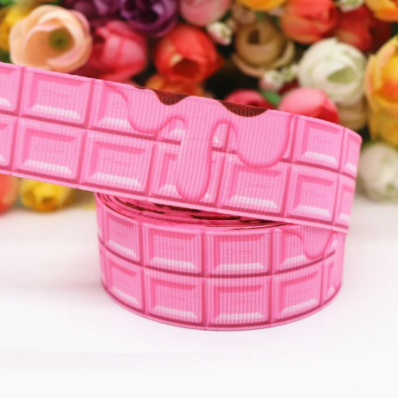 Двухсторонние ленты для волос с шоколадным принтом 10 ярдов 1 дюйм 25 мм материалы