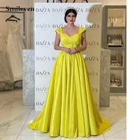 smileven lemon formal evening dresses cap sleeve saudi arabia prom dresses sweetheart pleats celebrity dresses party gowns 2022