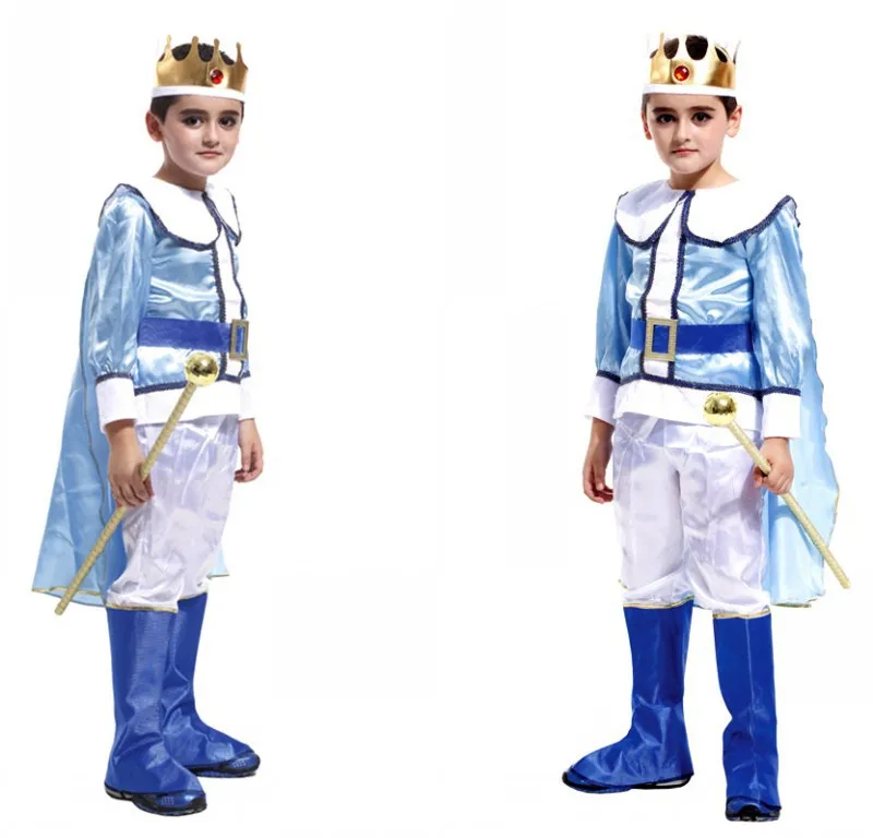 

Boys King Prince Crown Outfit Kids Stage Performance Shirt Pants Cloak Halloween Cosplay Costumes Party Role Play Dress Up Suit