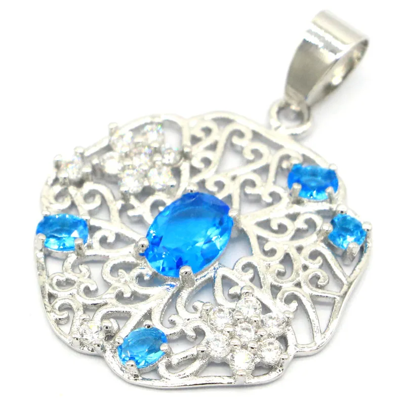 37x27 мм Красивые создан Париж голубой топаз со шпильками с белым кубическим