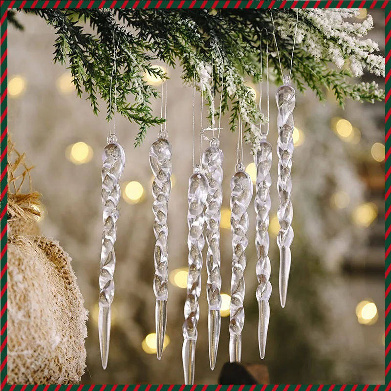 

10pcs 13cm Christmas Icicle Hanging Ornament Fake Icicle Christmas Tree Fake Icicle Pendant Winter Party New Year Decor Supplies