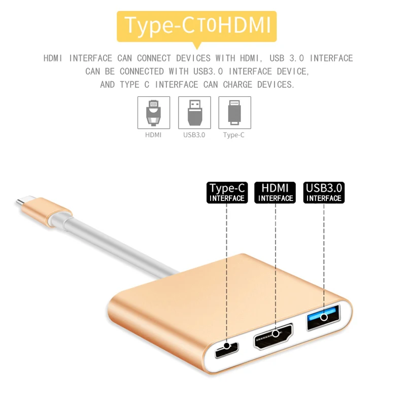 Адаптер-концентратор BKSCY Usb Type-C 3-в-1 USB-концентратор в HDMI 3 0 гнездовой адаптер с