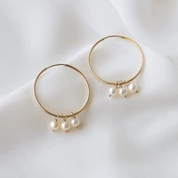 30mm hoop earrings handmade natural pearls earrings gold filled jewelry circle earrings boho brincos pendientes oorbellen