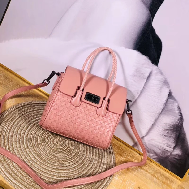 Pink Кожаная женская сумка через плечо, простая Новинка, ручная сумка, сумка-мессенджер, брендовый дизайн, яркие цвета,, овечья кожа - Цвет: Pink