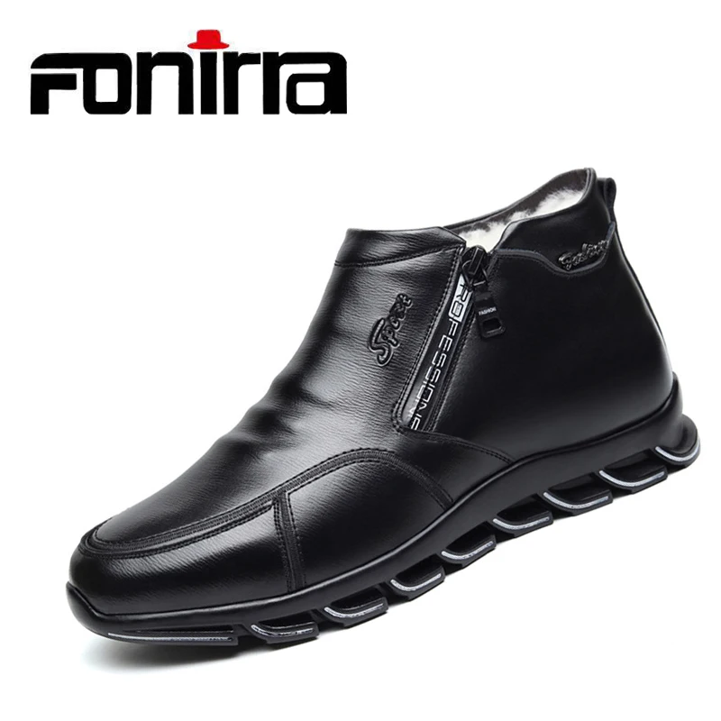 Мужские повседневные зимние кроссовки FONIRRA кожаные ботинки из шерсти и хлопка