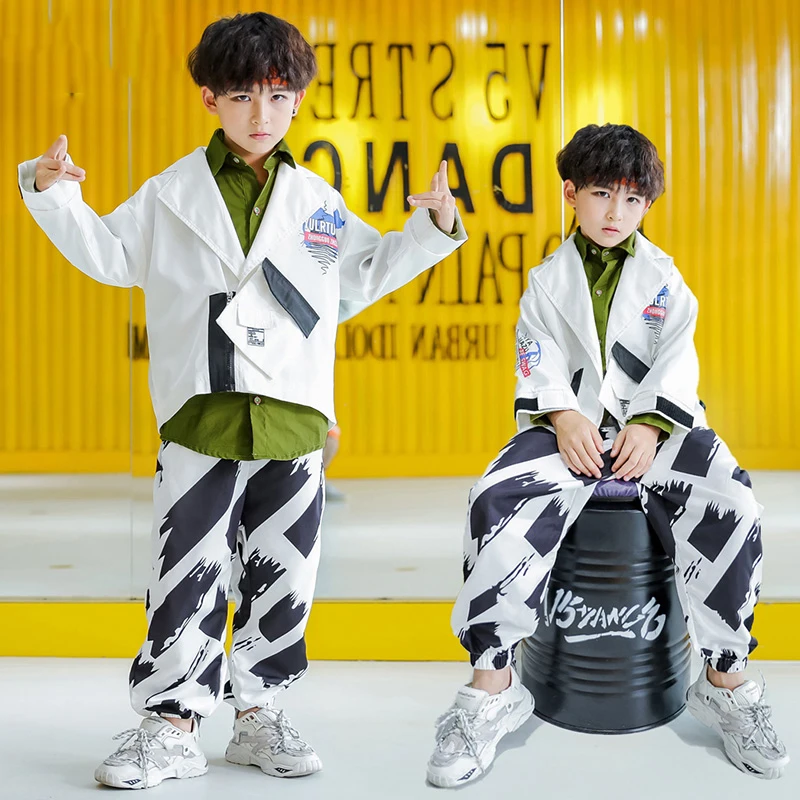 Детский костюм в стиле хип-хоп уличная одежда для мальчиков выступлений на сцене