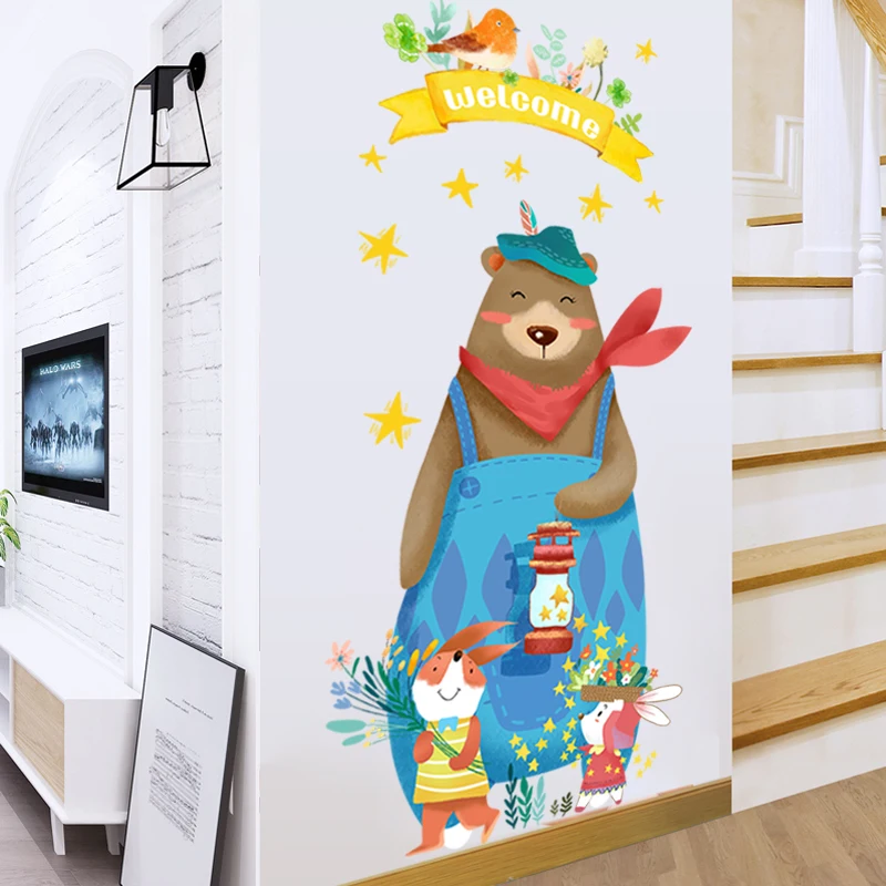 Добро пожаловать домашний декор настенные наклейки дверные с животными для