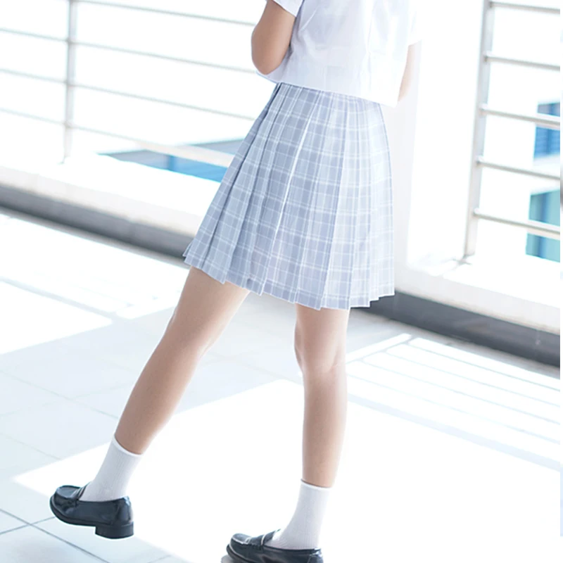 Женская летняя плиссированная юбка с высокой талией серого цвета | Тематическая