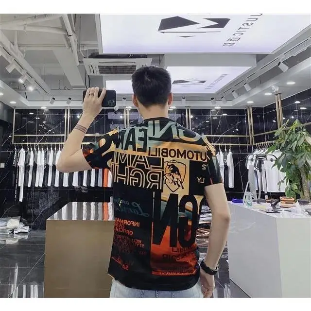 

2021 Summer New Style Printing Trend Fashion Casual Round Neck Breathable Mercerized Cotton Short-sleeved T-shirt Men