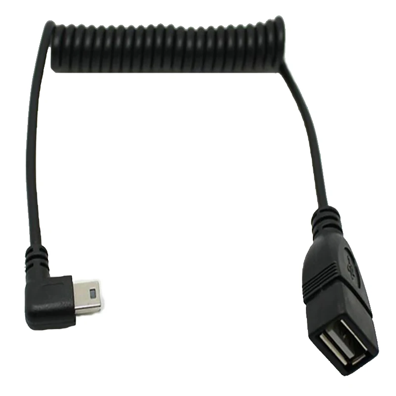 5Ft USB 2 0 A Разъем для mini usb 5 контактный разъем с левым углом 90 градусов спиральный OTG