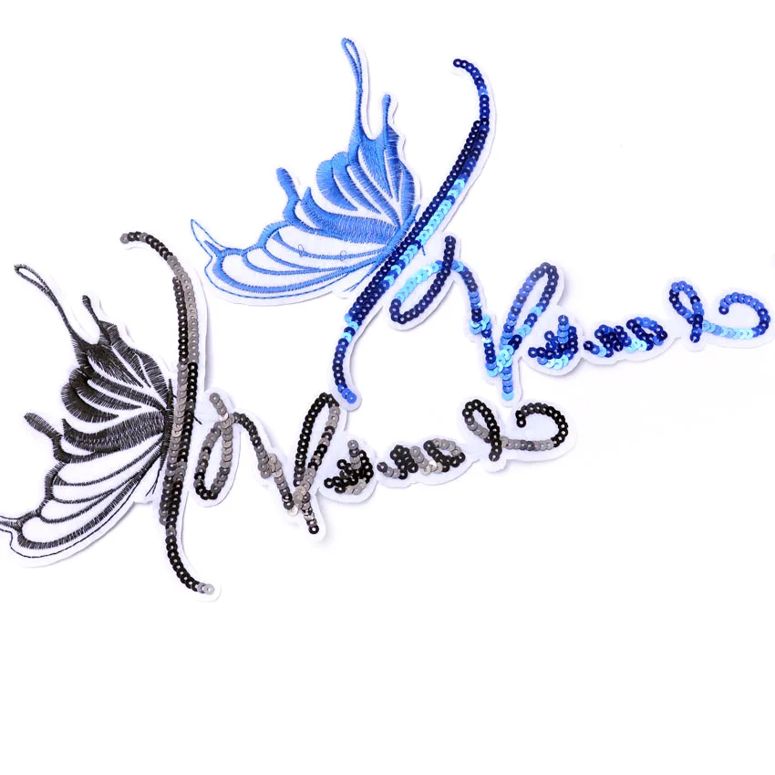 Вышитые блестки заплатки Маленький милый Бабочка Ручная работа девушка Diy