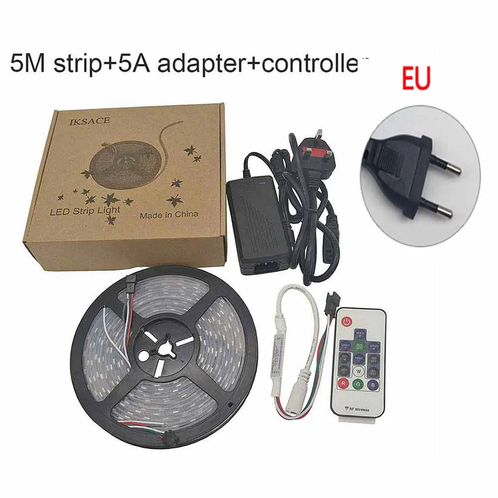Complete set EU plug 12V 2811 Светодиодные ленты 5A адаптер контроллер 2811 Пиксели программируемый индивидуальные адресная система Светодиодные ленты светильник WS2811 5050 RGB 12V - Испускаемый цвет: Complete set EU plug