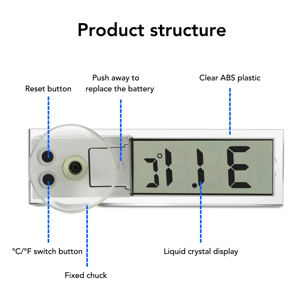 Car Suction Cup Digital Thermometer For Audi A3 A4 B6 B8 A6 C5 C6 80 B5 B7 A5 Q5 Q7 TT 8P 100 8L C7 8V A1 Q3 | Автомобили и