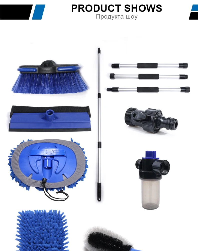 Car Wash Brush Cleaning Mop Chenille Broom Water Flow Windows Squeegee Telescoping Handle Foam Bottle Car Accessories Xammep