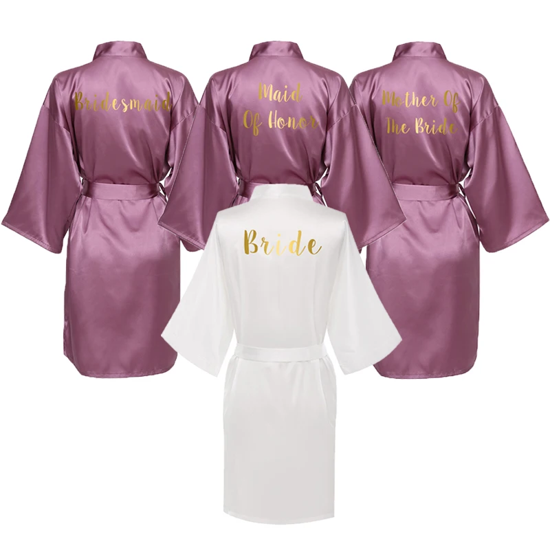 Owiter Women Silk Satin Bride Robe Bridesmaid Robes Bridal Wedding Robes Bathrobe Nightgrowns Sleepwear Plus Size Dressing