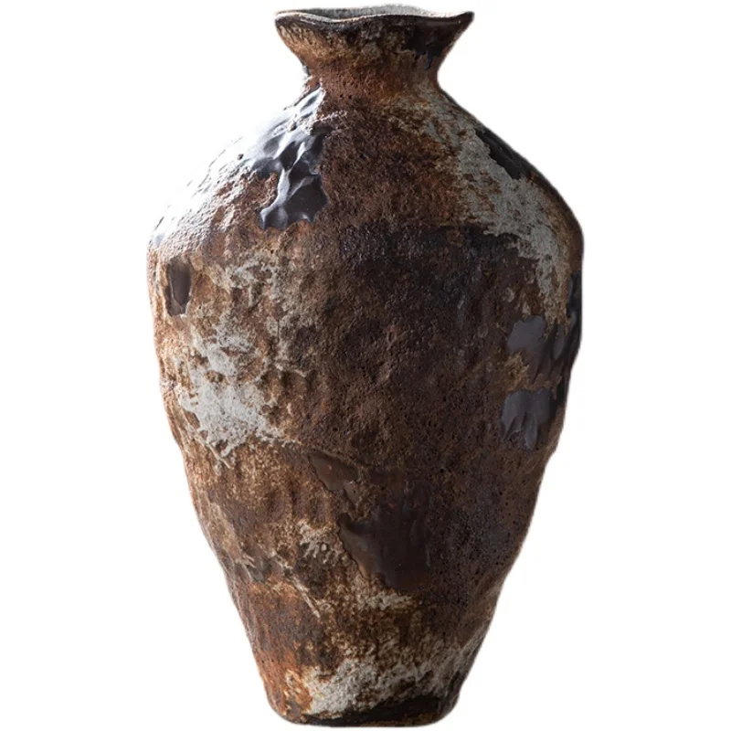

Retro Zen thick ceramic vase indoor desktop dry flower inserter homestay antique flower
